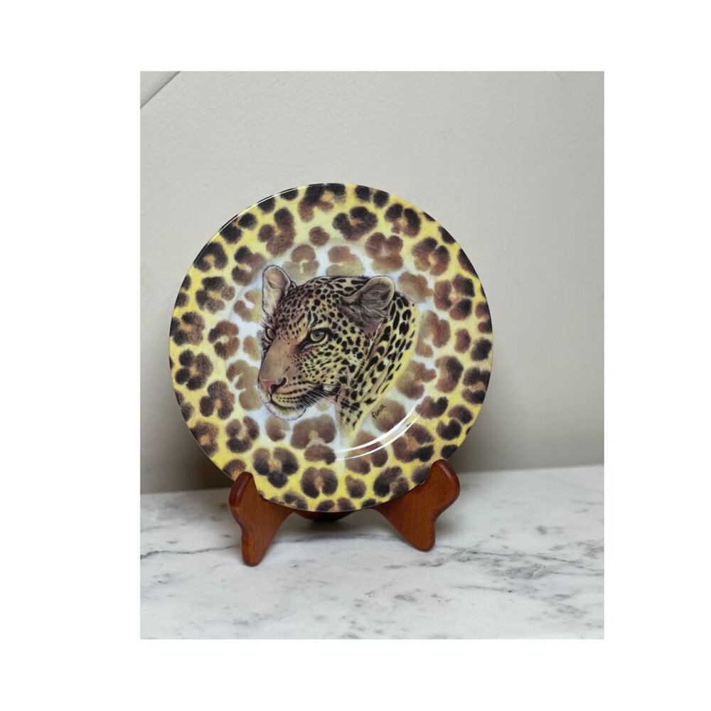 Vintage Limoges Fiorilli Cheetah 7'5" Plate | Signed Email de Limoges "Wild Life